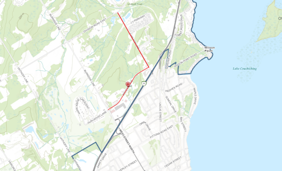 map of the work area on Brodie Drive and Carlyon Line