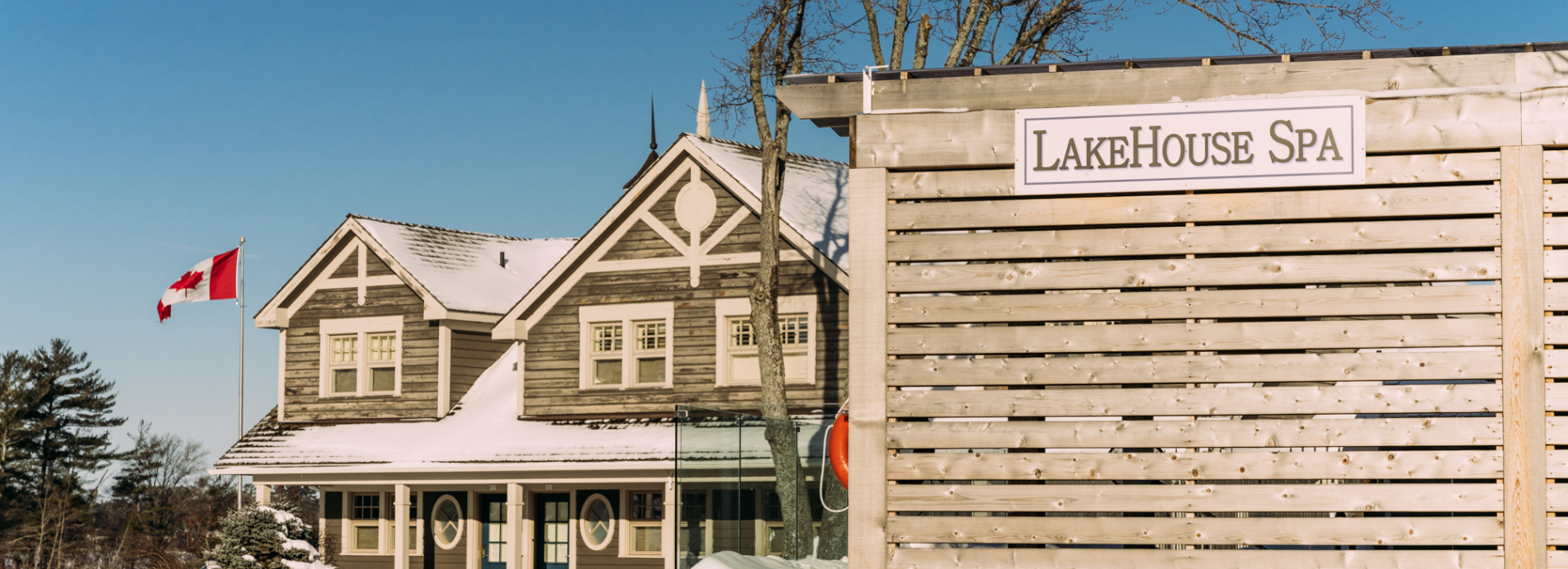 exterior of Rawley Resort in winter