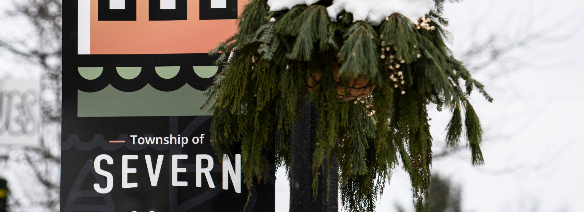 Township of Severn decorative banner and greenery