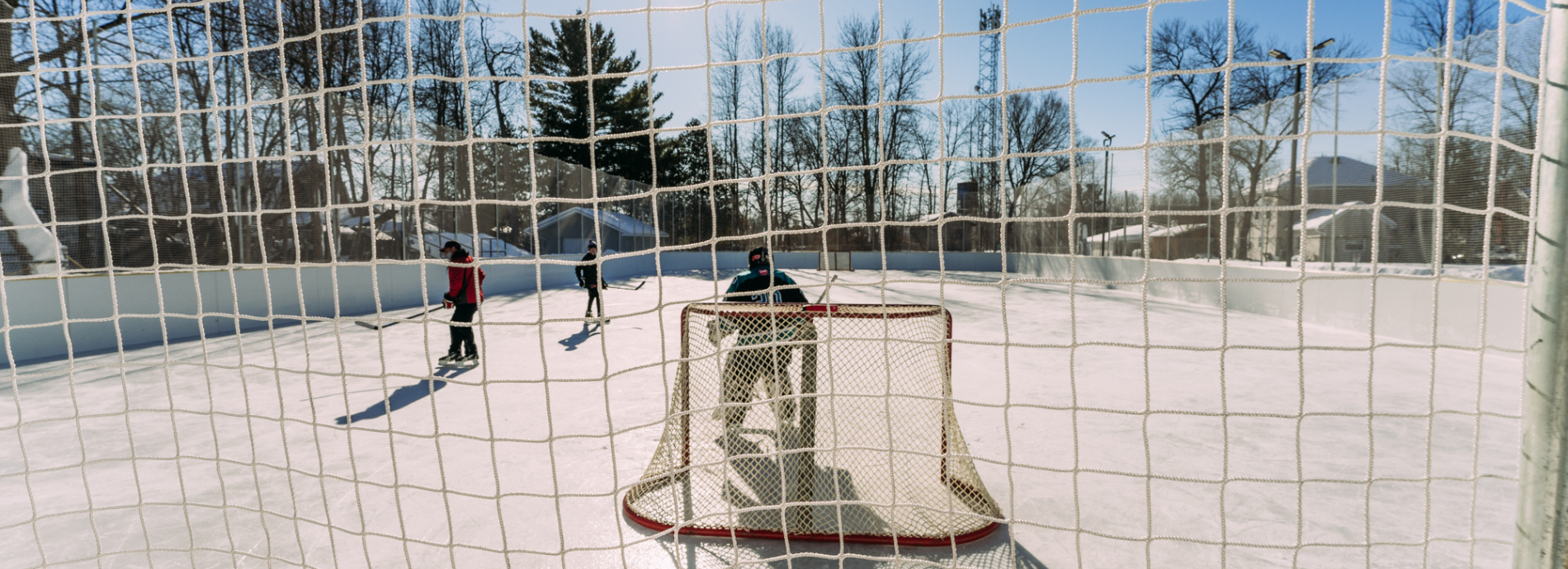 playing hocket at the Washago outdoor ice rink