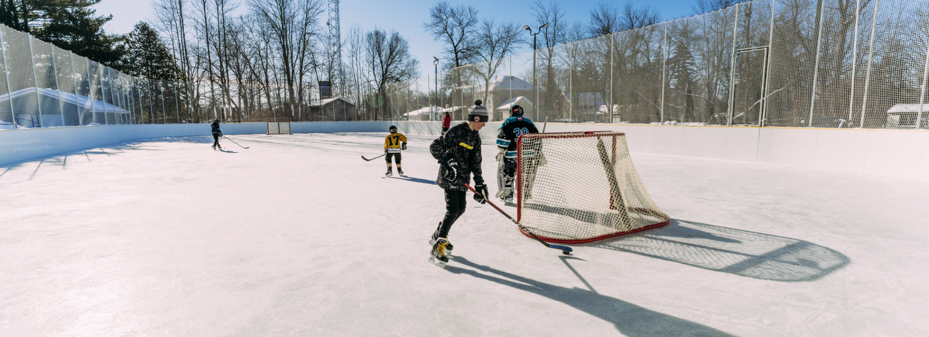 playing hockey on the Washago outdoor ice rink